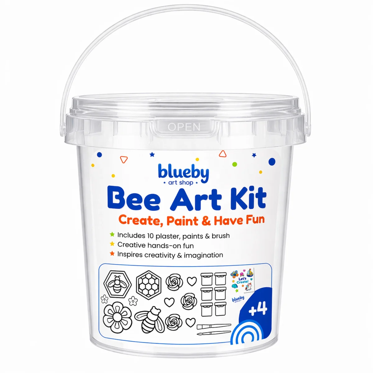 The Blueby Bee Art Kit bucket, a Creative Explorer kit